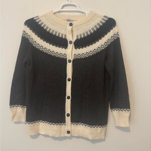 Alpaca Imports Cream and Black Fair Isle Sweater